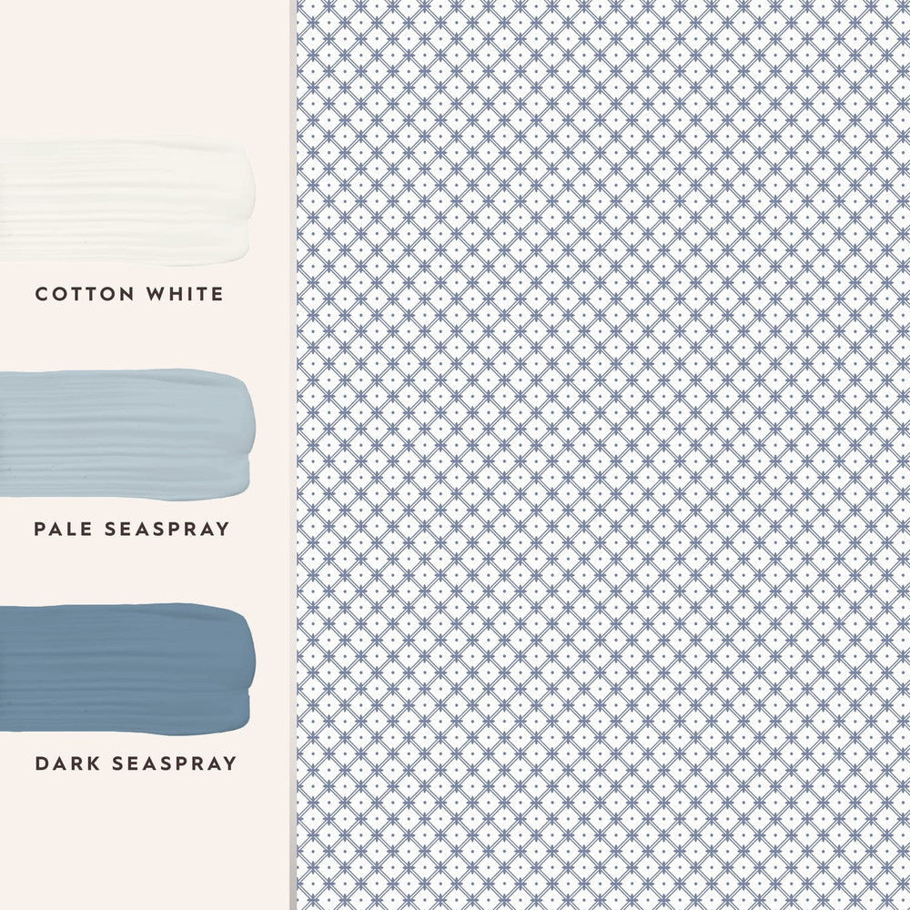 120135 - Wickerwork Wallpaper - Dark Seaspray Blue - Laura Ashley