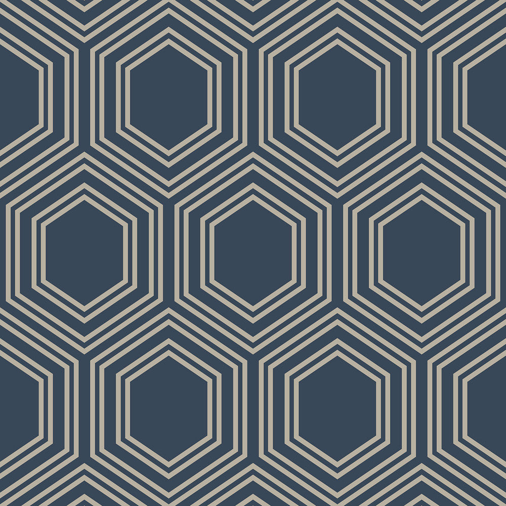 120198 - Honeycomb Geo Wallpaper - Navy - Next