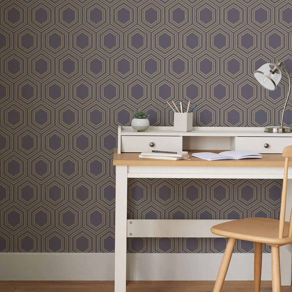 120199 - Honeycomb Geo Wallpaper - Mauve - Next