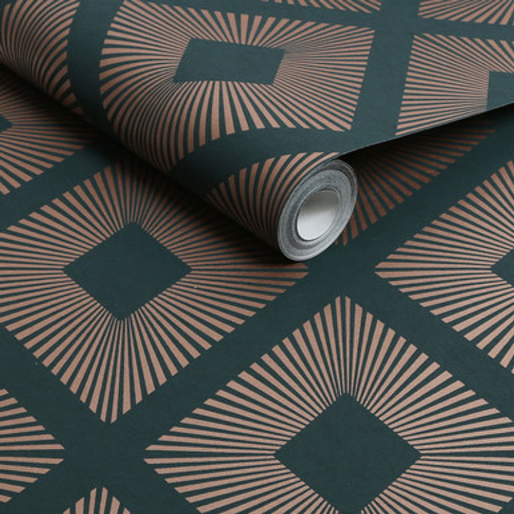 120201 - Deco Triangle Wallpaper - Emerald - Next