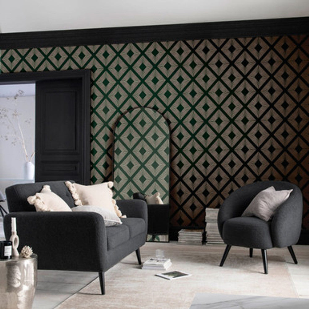 120201 - Deco Triangle Wallpaper - Emerald - Next