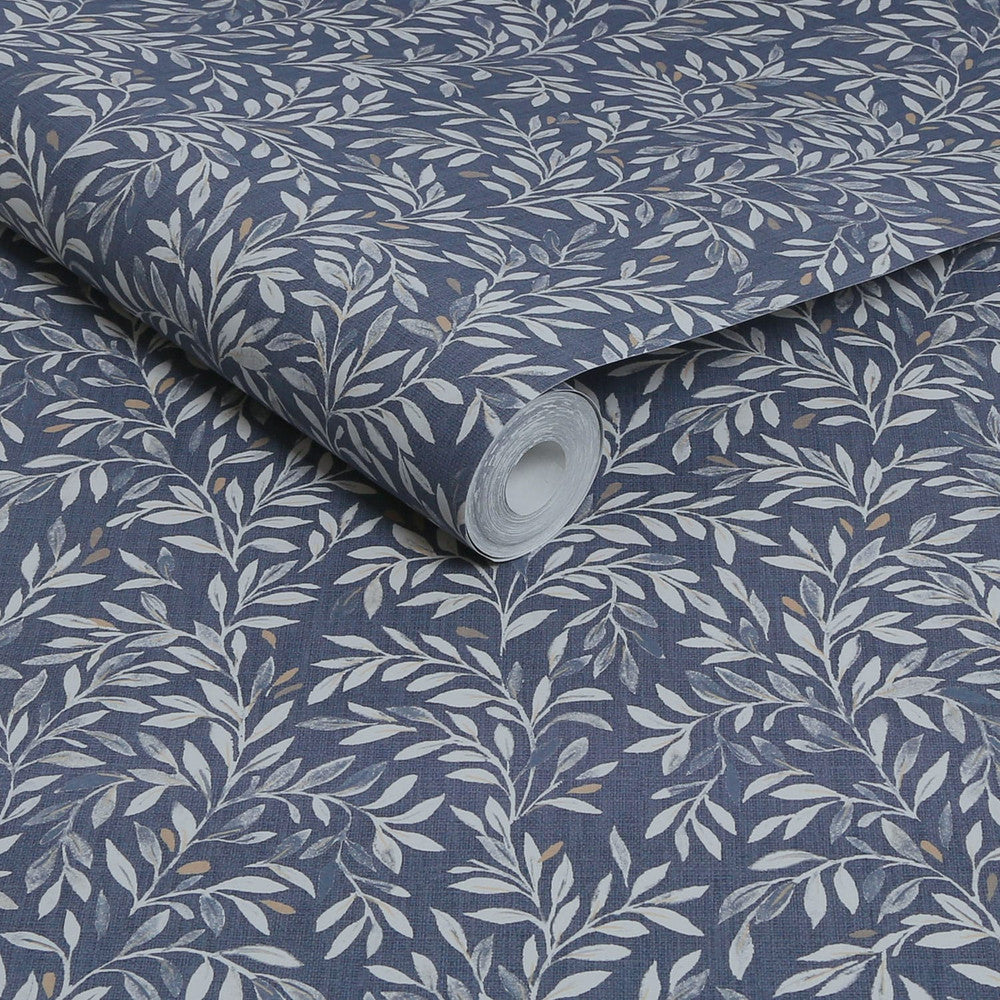 120203 - Ditsy Leaf Wallpaper - Navy - Next