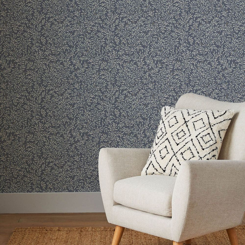 120203 - Ditsy Leaf Wallpaper - Navy - Next