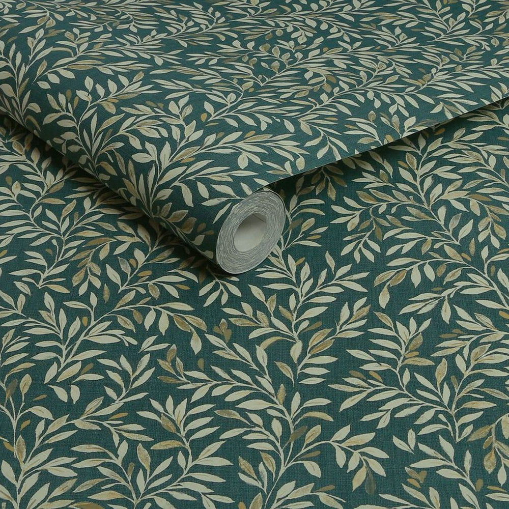 120204 - Ditsy Leaf Wallpaper - Emerald - Next