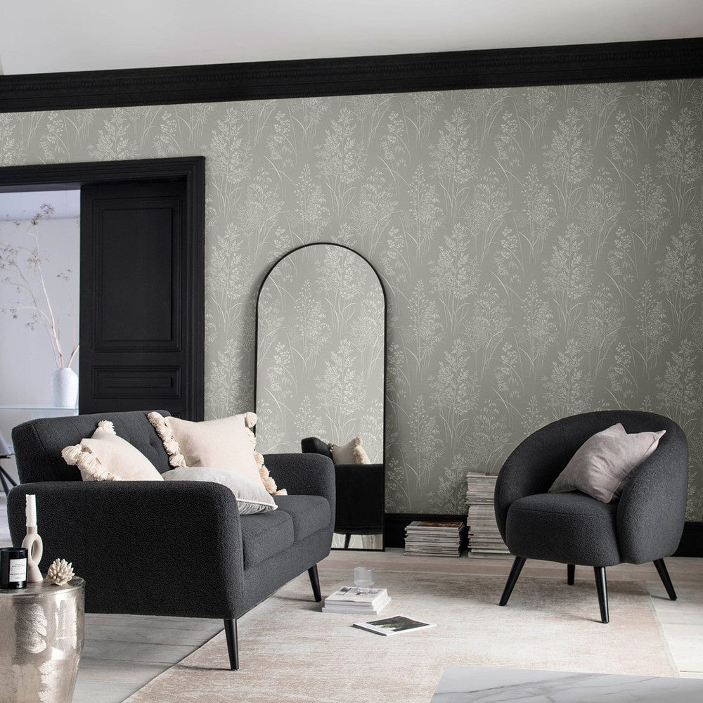 120206 - Leaf Sprigs Wallpaper - Taupe - Next