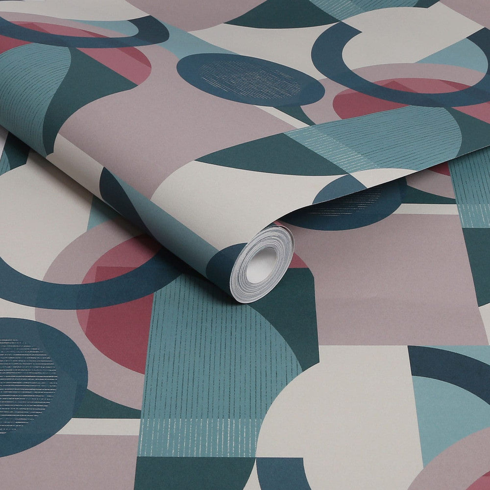 120210 - Retro Shapes Geo Wallpaper - Teal - Next