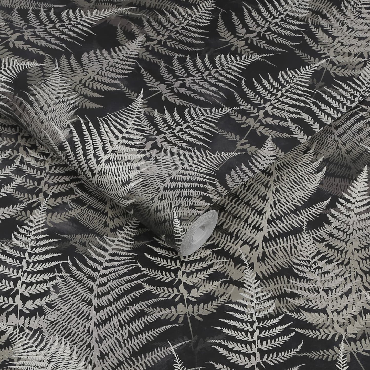 120366 - Woodland Fern Wallpaper - Charcoal - Clarissa Hulse