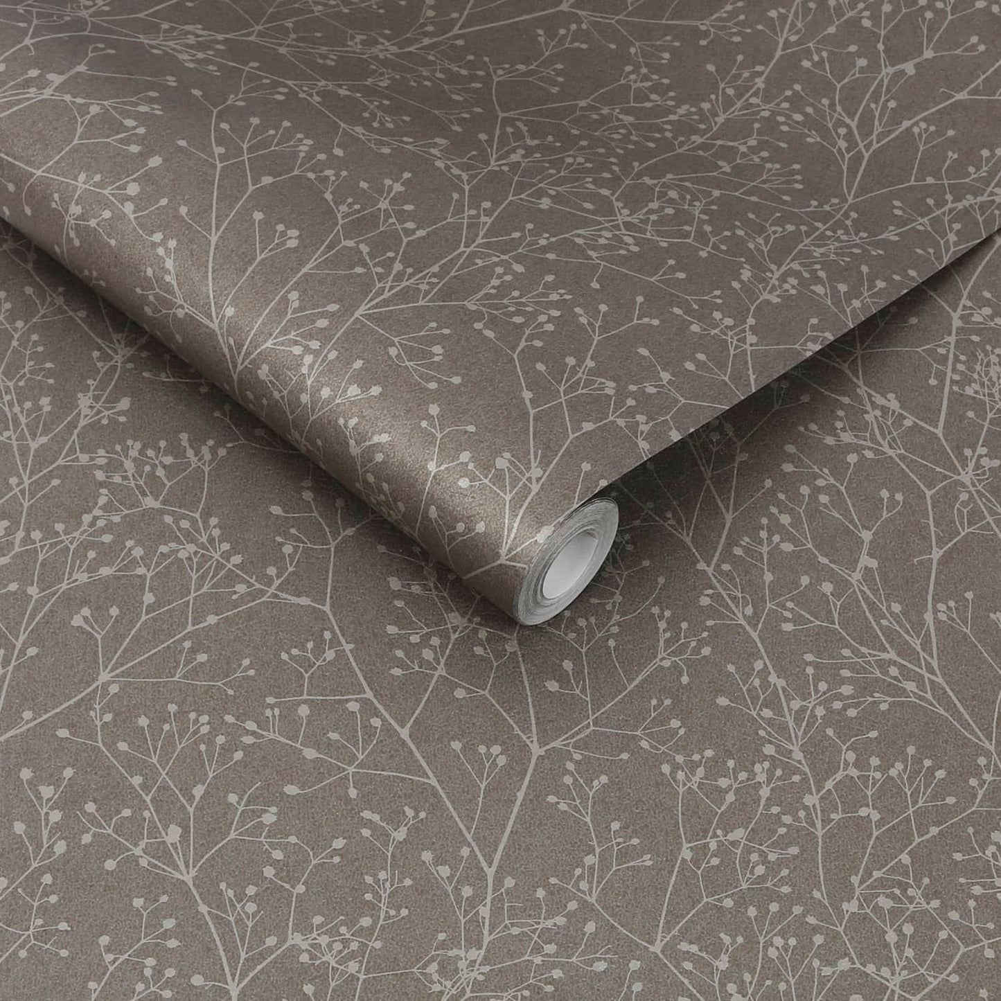 120369 - Gypsophila Wallpaper - Mocha & Silver - Clarissa Hulse