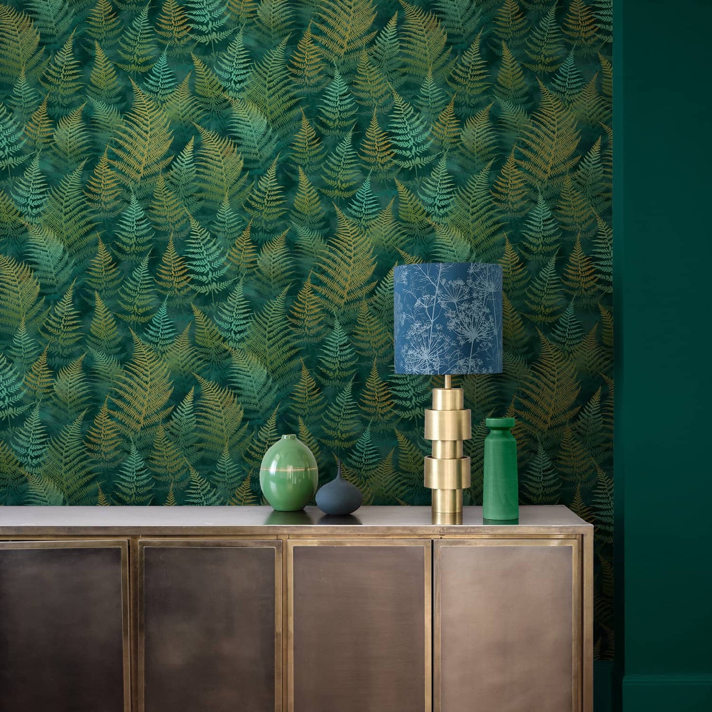 120386 - Woodland Fern Wallpaper - Emerald - Clarissa Hulse