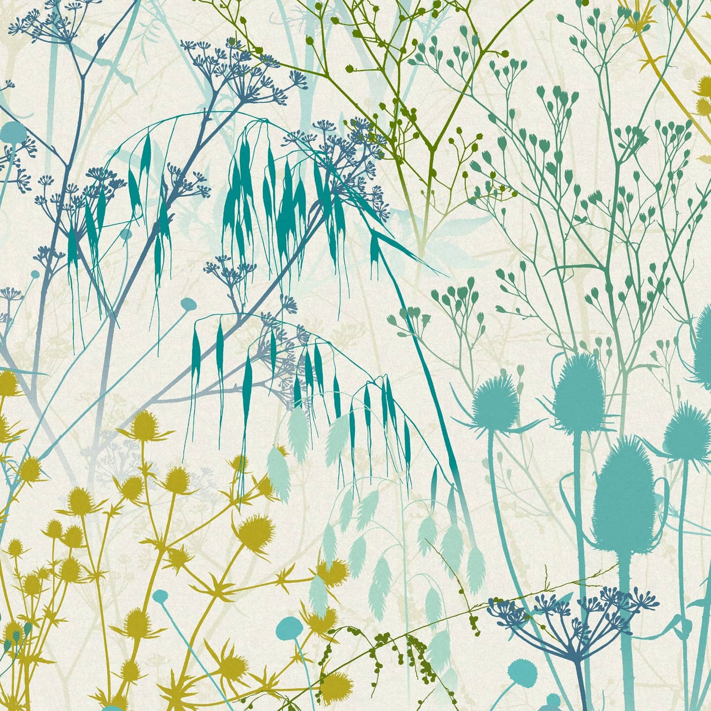 120387 - Summer Border Wallpaper - Verdigris - Clarissa Hulse