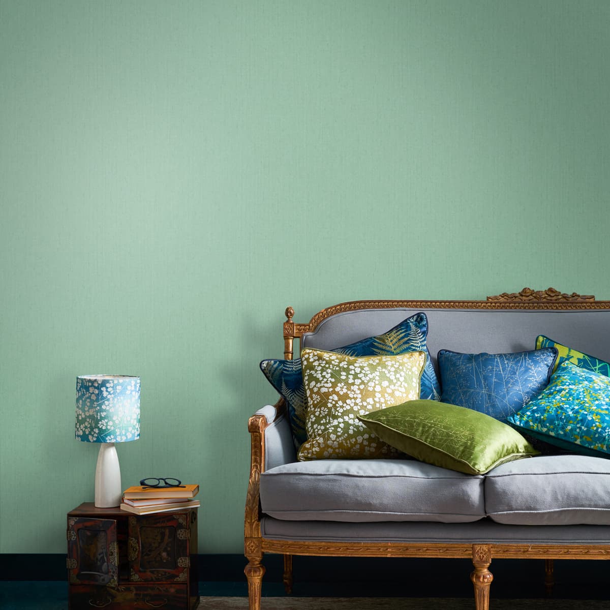 120390 - Tisbury Wallpaper - Verdigris - Clarissa Hulse