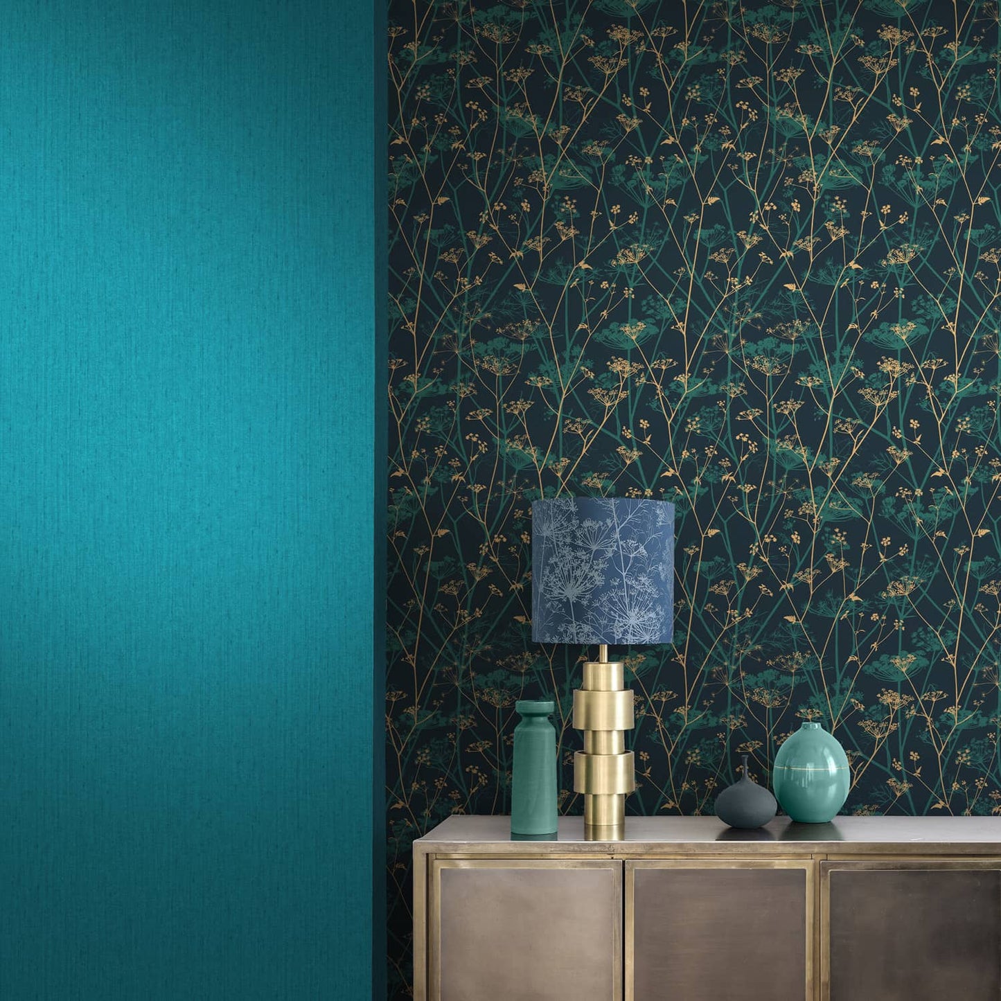 120392 - Tisbury Wallpaper - Teal - Clarissa Hulse