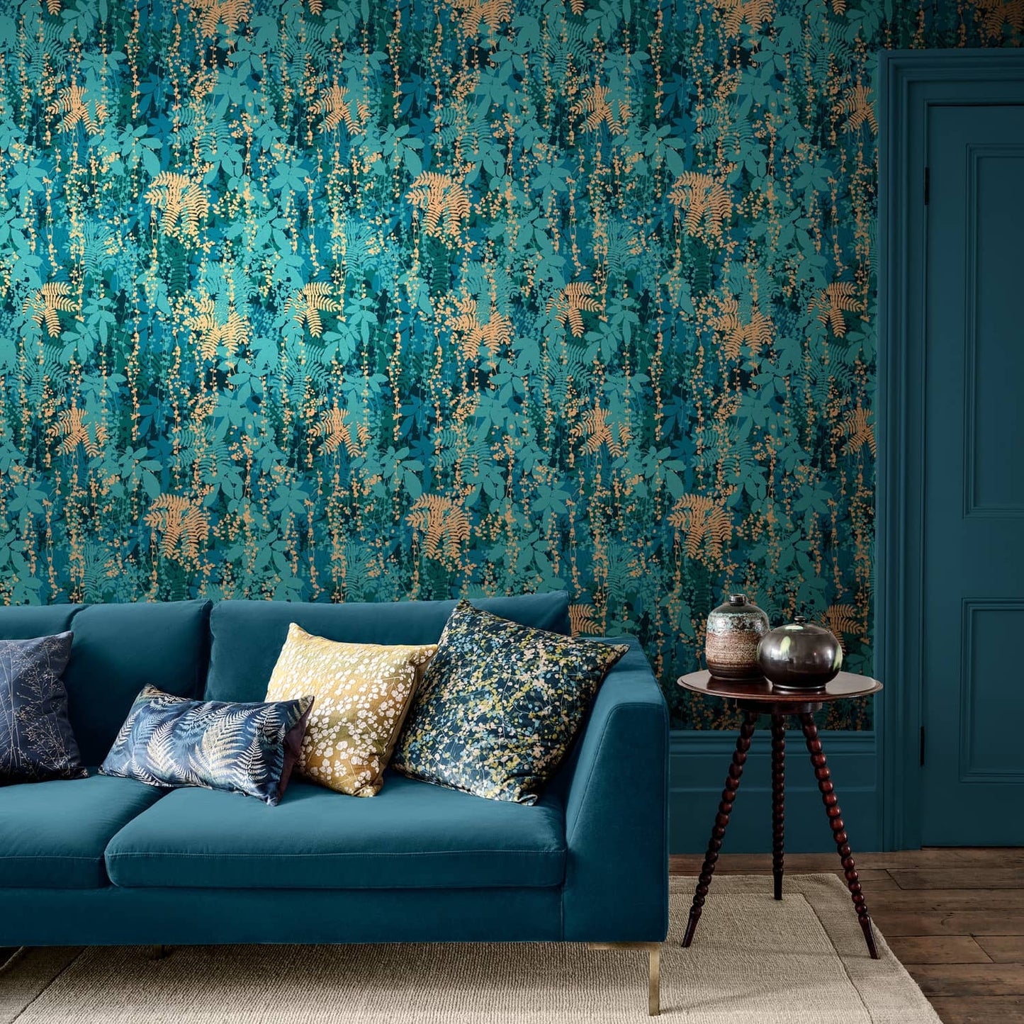 120393 - Canopy Wallpaper - Peacock - Clarissa Hulse