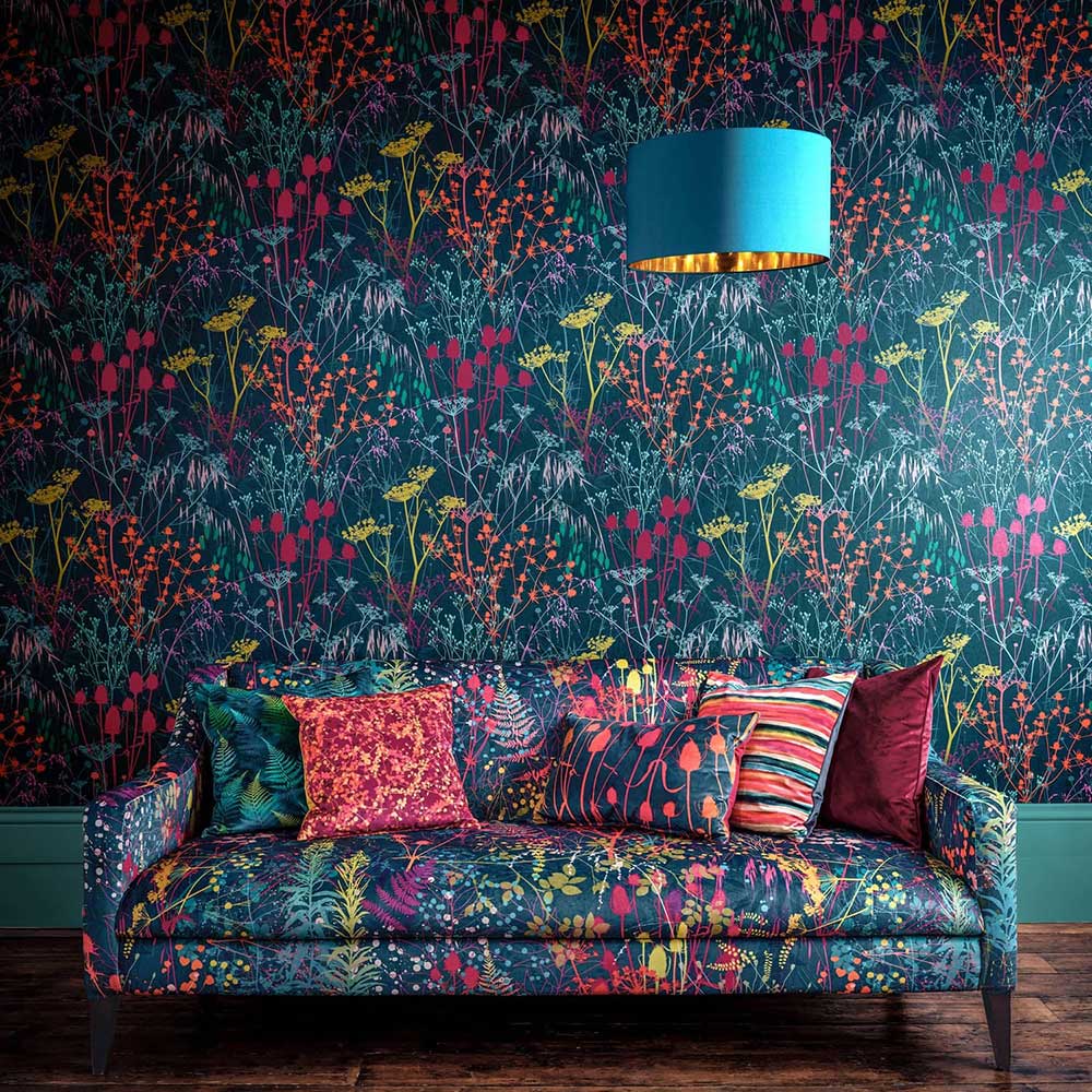 120395 - Summer Border Wallpaper - Rainbow - Clarissa Hulse