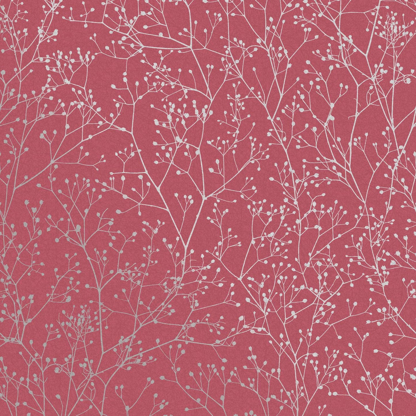 120398 - Gypsophila Wallpaper - Raspberry & Silver - Clarissa Hulse