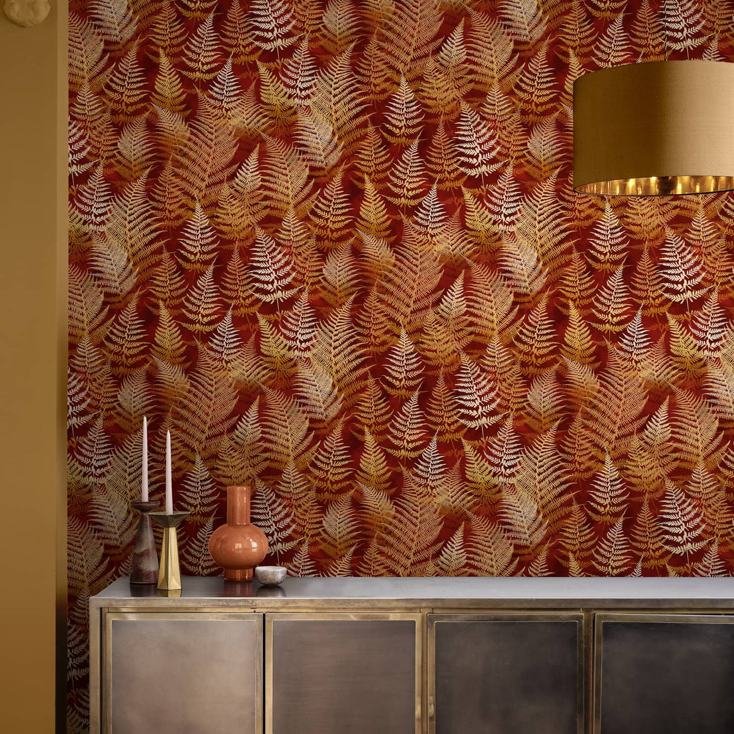 120402 - Woodland Fern Wallpaper - Rust - Clarissa Hulse