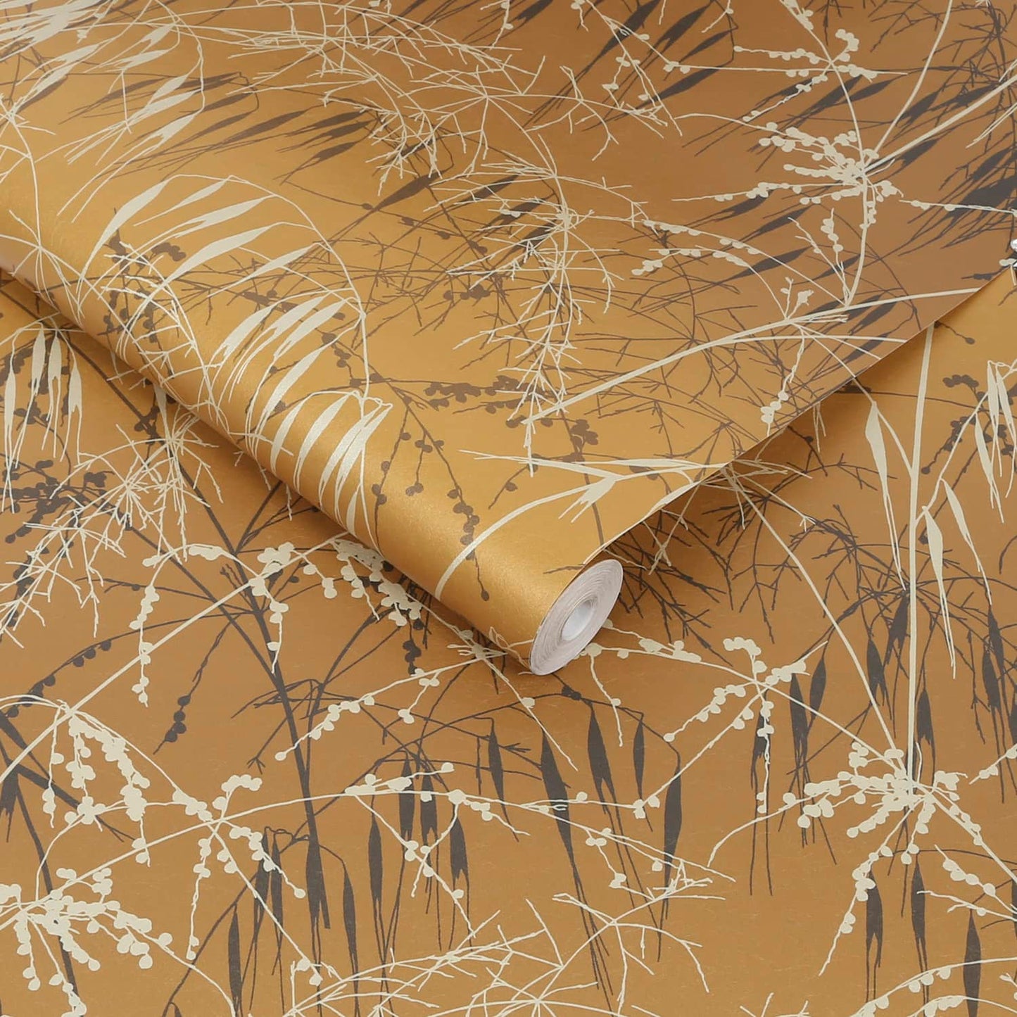120405 - Meadow Grass Wallpaper - Yellow Ochre & Soft Gold - Clarissa Hulse