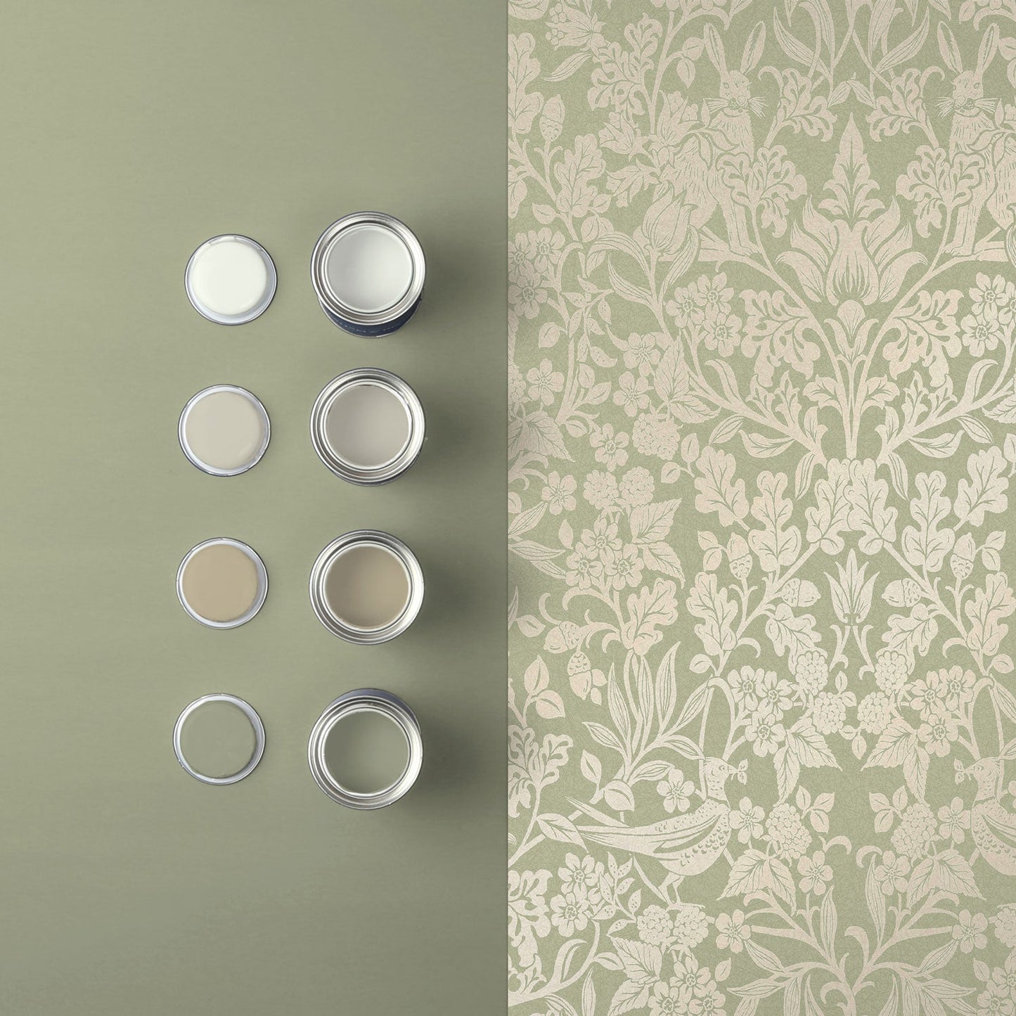 120625 - Hartley Damask Wallpaper - Sage - Graham & Brown