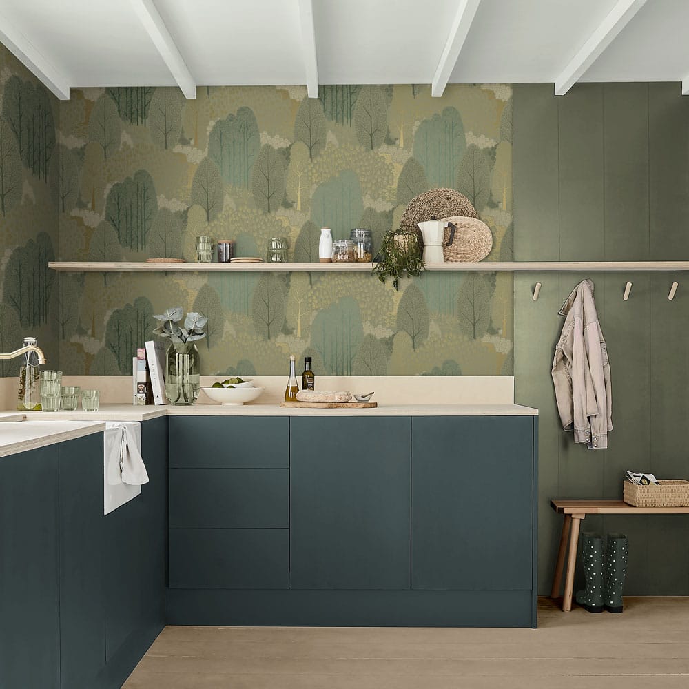 120648 - Scandiscape Wallpaper - Sage - Graham & Brown