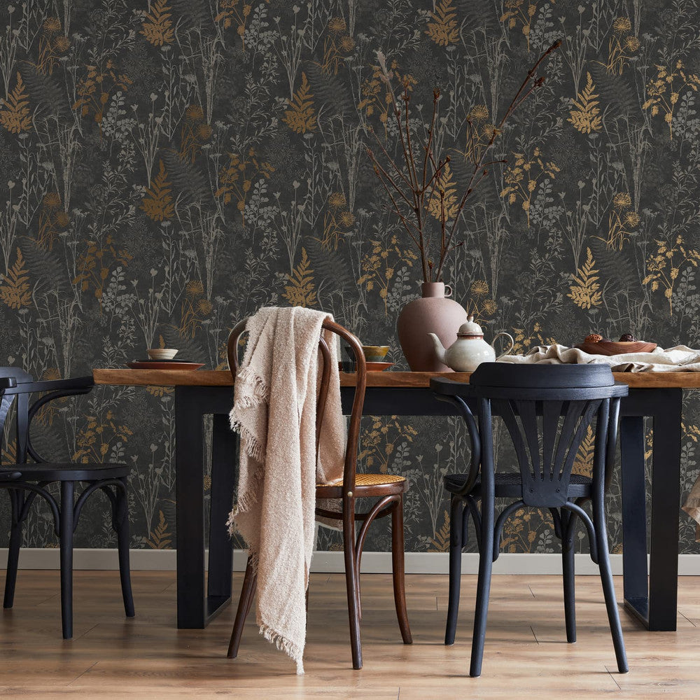 120718 - Organics Wallpaper - Black & Copper - Superfresco Easy