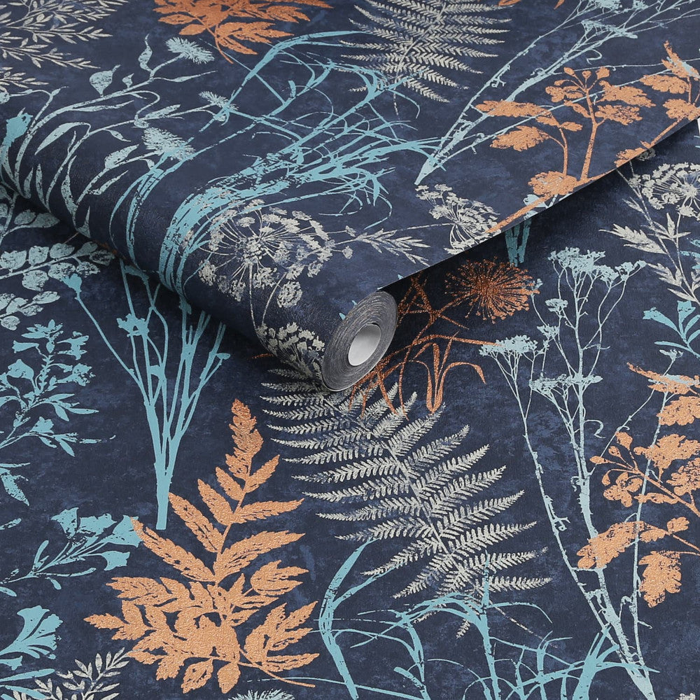 120719 - Organics Wallpaper - Navy & Copper - Superfresco Easy