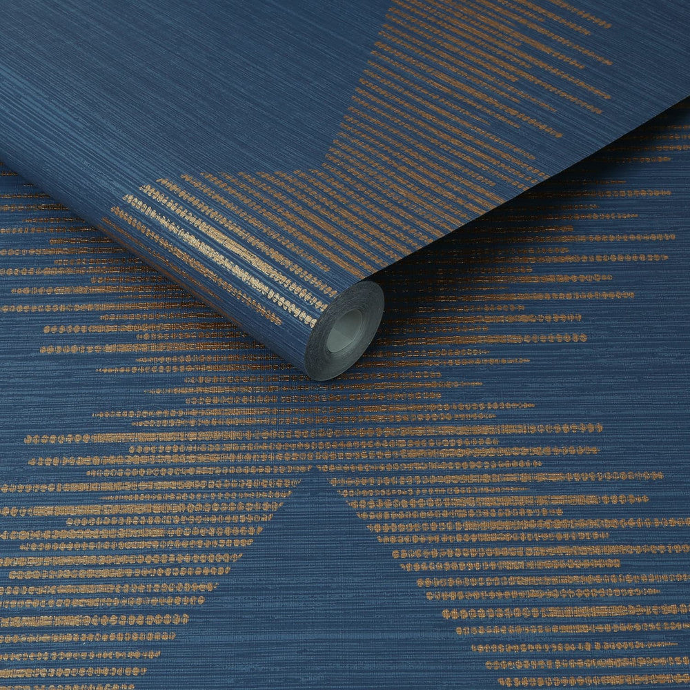 120721 - Serenity Geo Wallpaper - Navy & Copper - Superfresco Easy