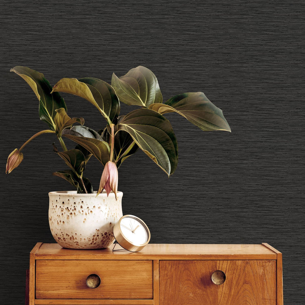 120724 - Serenity Plain Wallpaper - Black - Superfresco Easy
