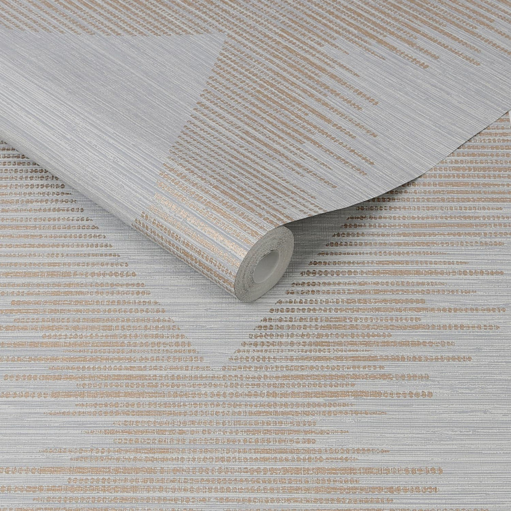 120730 - Serenity Geo Wallpaper - Grey & Rose Gold - Superfresco Easy