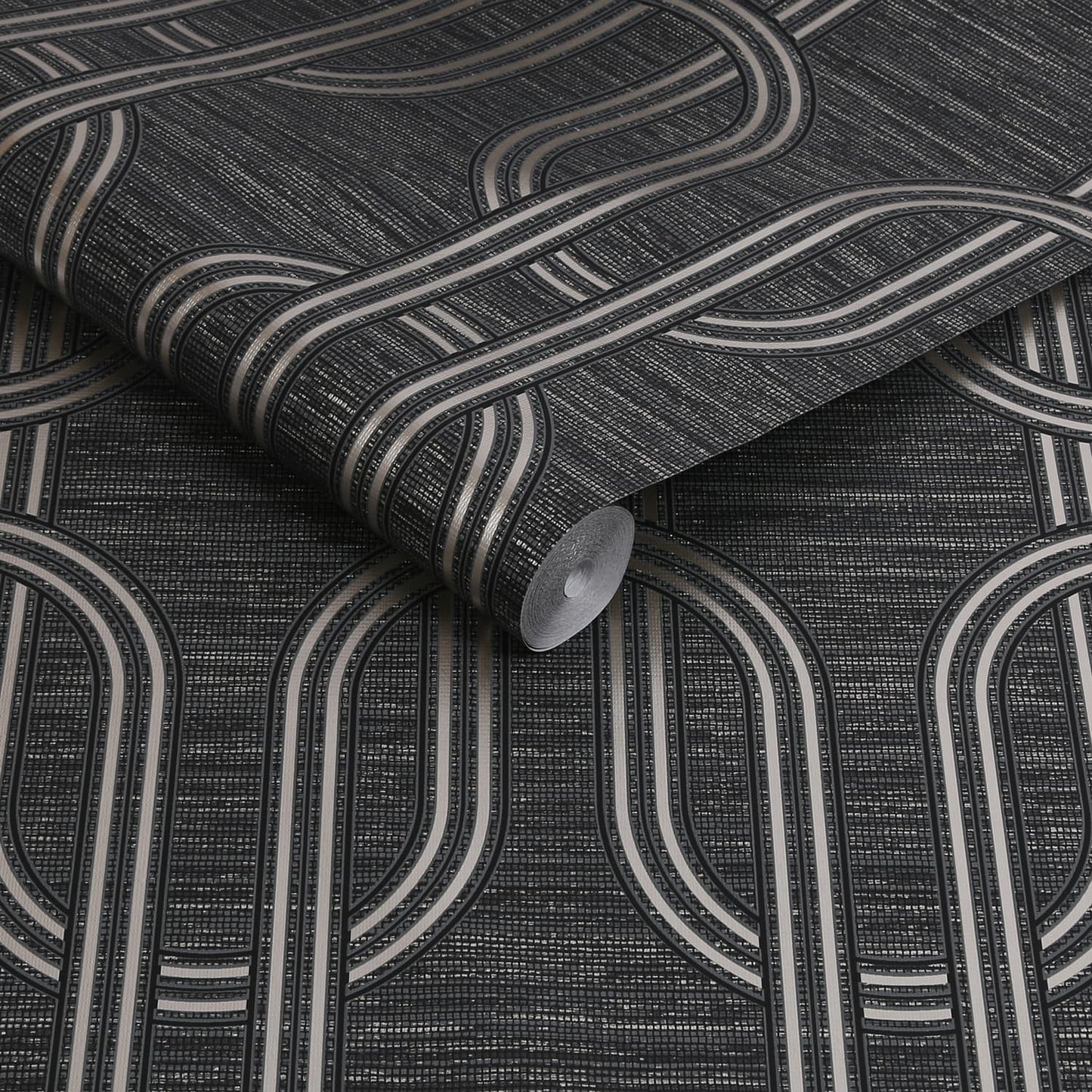 120860 - Indulgent Geo Wallpaper - Onyx - Boutique Luxury