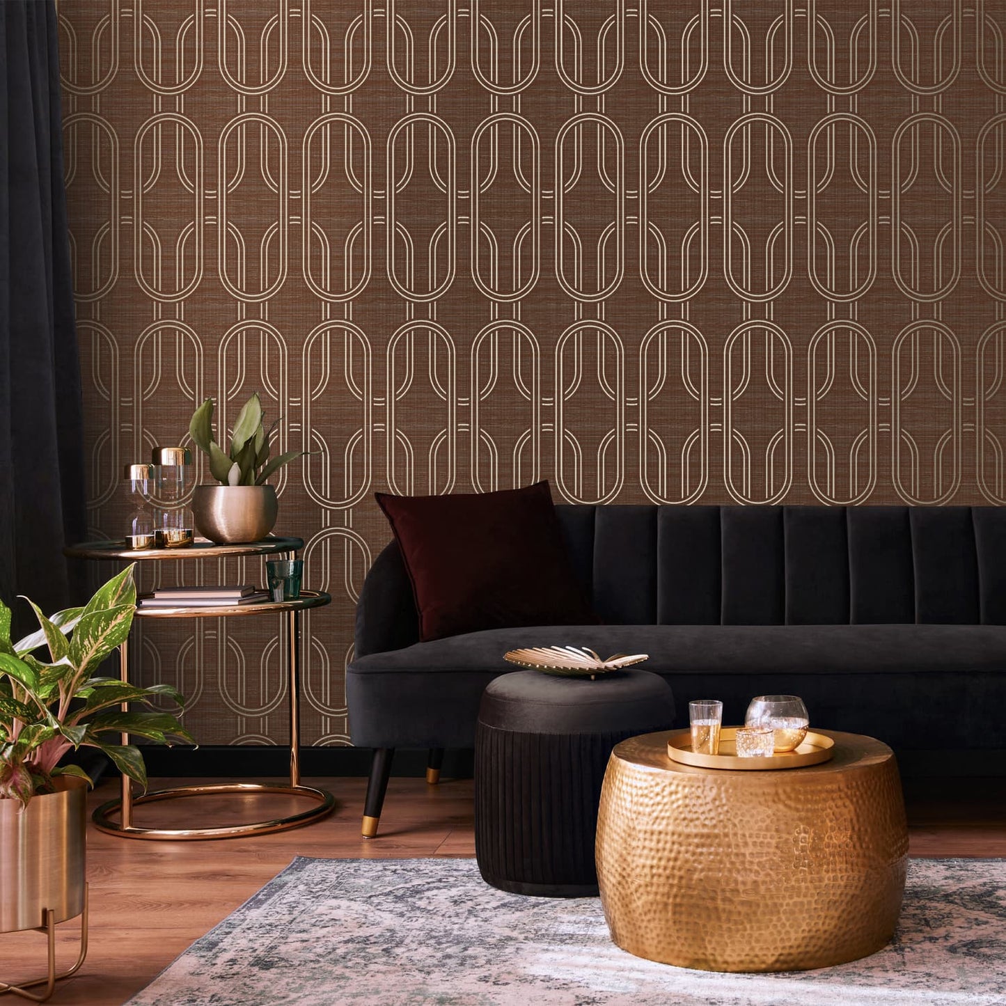 120861 - Indulgent Geo Wallpaper - Ruby - Boutique Luxury