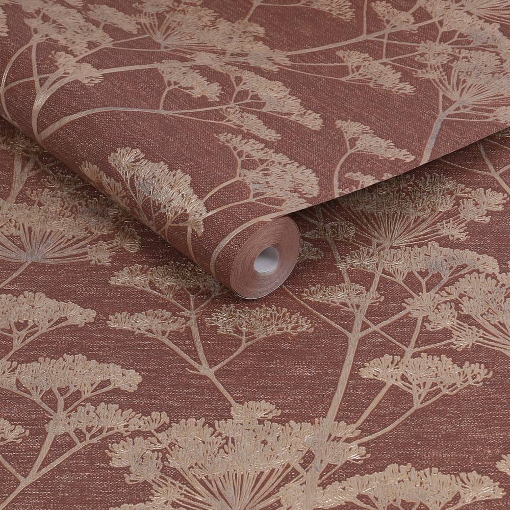 120863 - Serene Seedhead Wallpaper - Ruby - Boutique Luxury