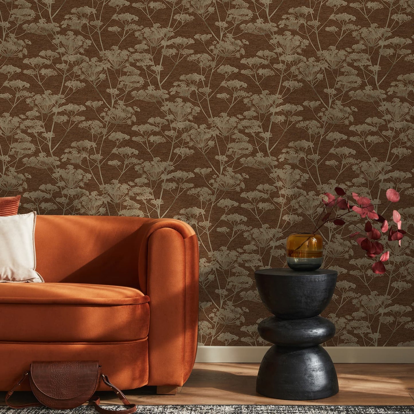 120863 - Serene Seedhead Wallpaper - Ruby - Boutique Luxury
