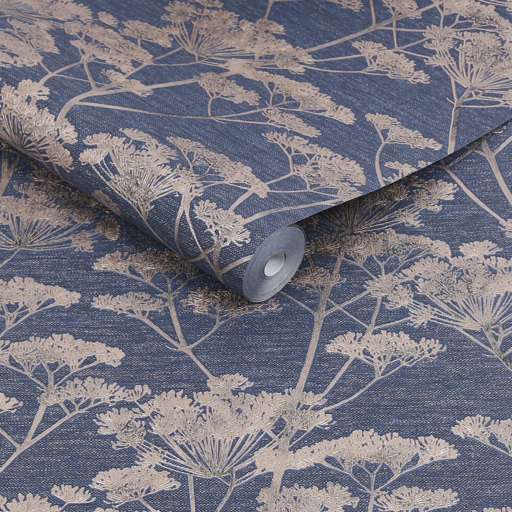 120865 - Serene Seedhead Wallpaper - Sapphire - Boutique Luxury