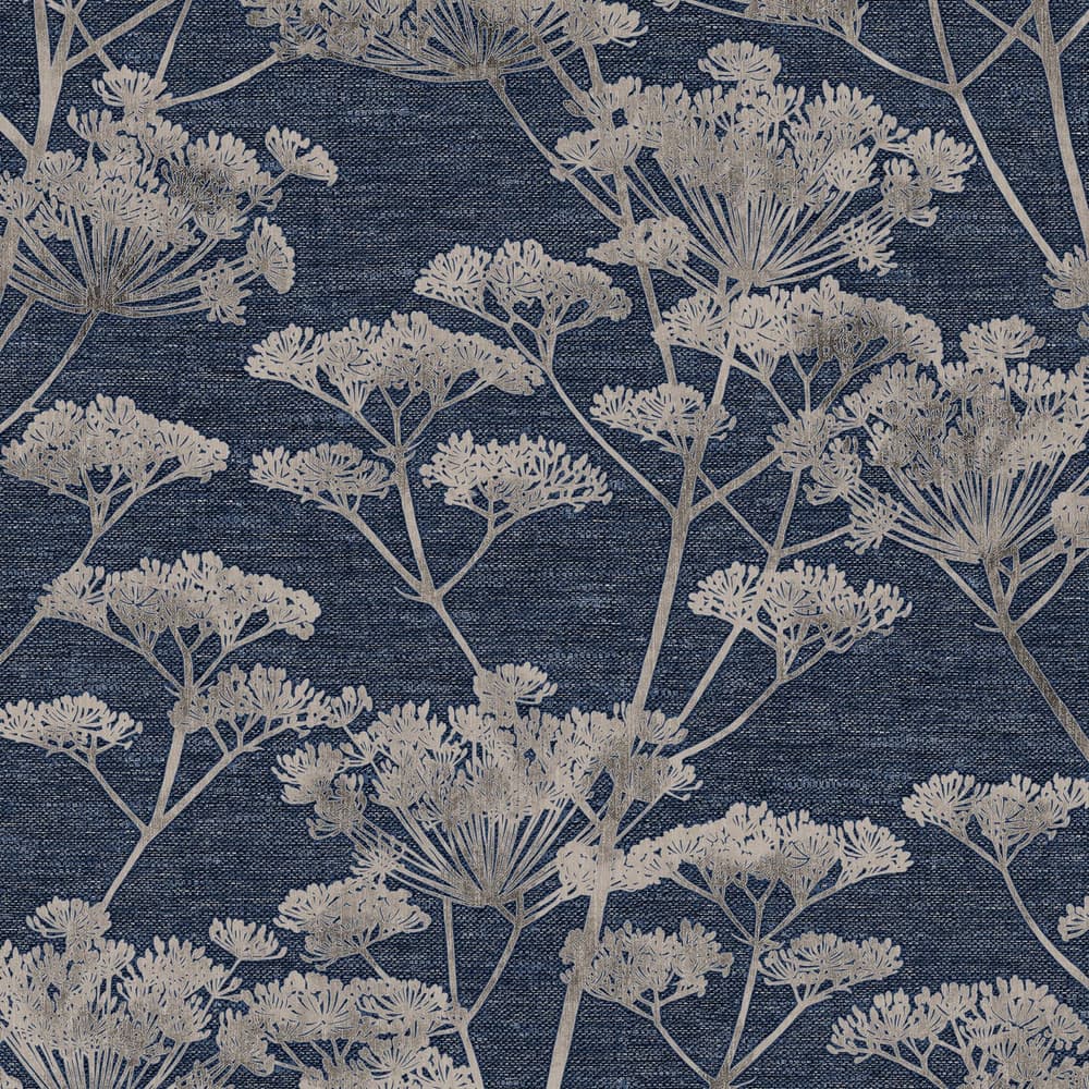 120865 - Serene Seedhead Wallpaper - Sapphire - Boutique Luxury
