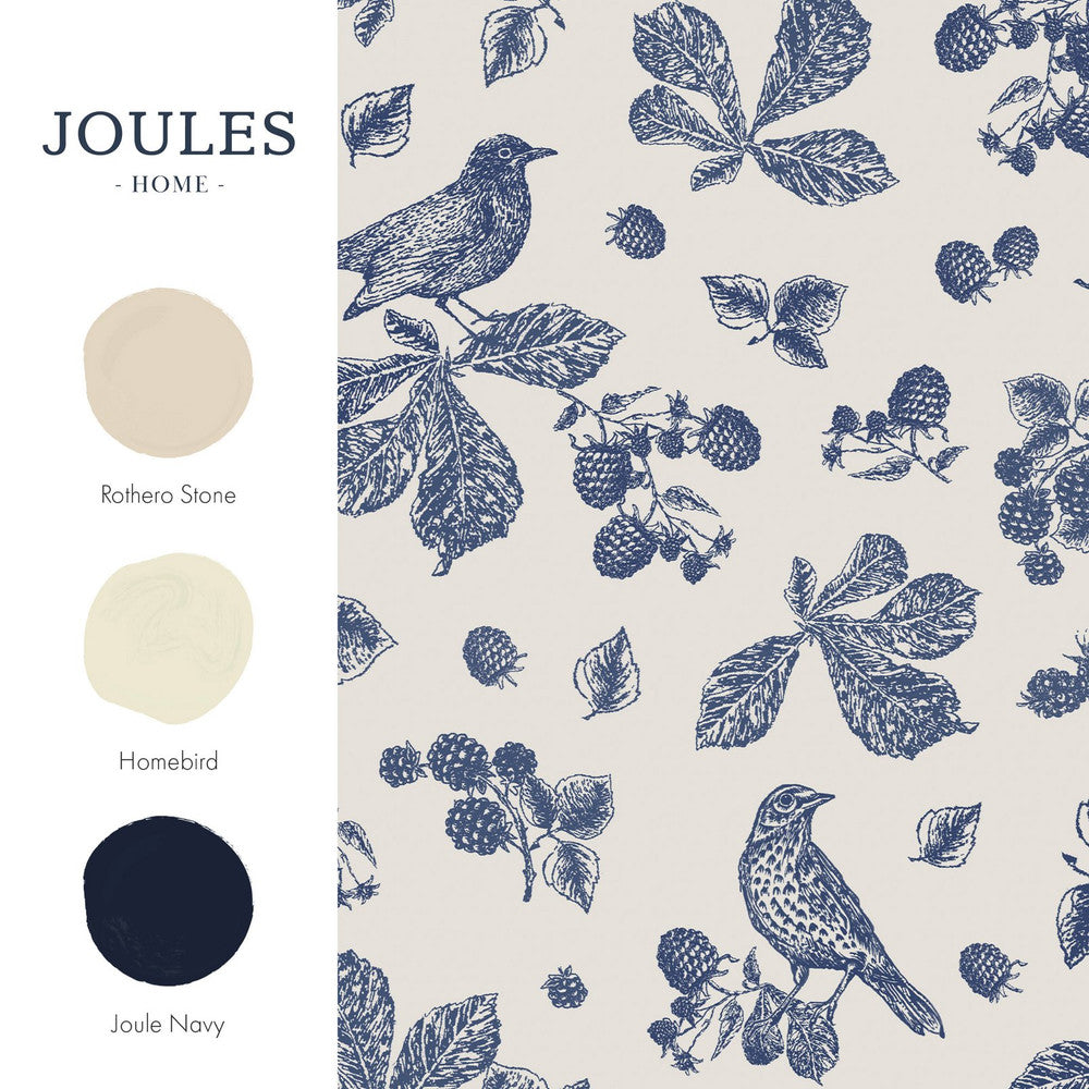 120868 - Blackberry Bird Wallpaper - Cream - Joules