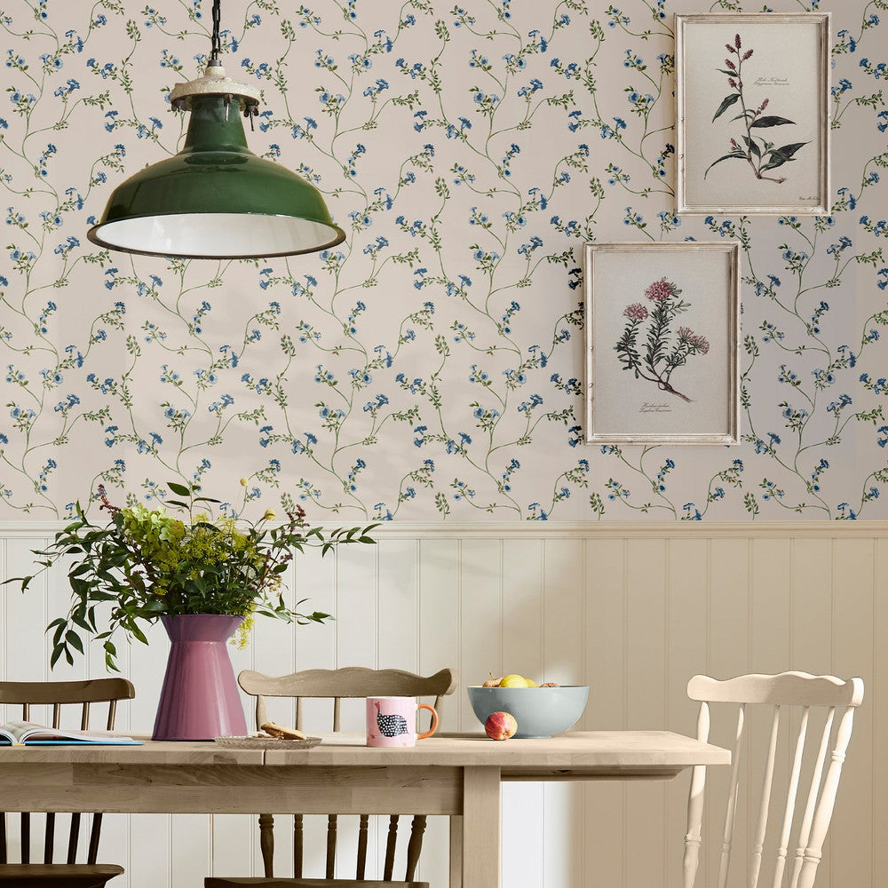 120875 - Robey Cottage Floral Wallpaper - Cream - Joules