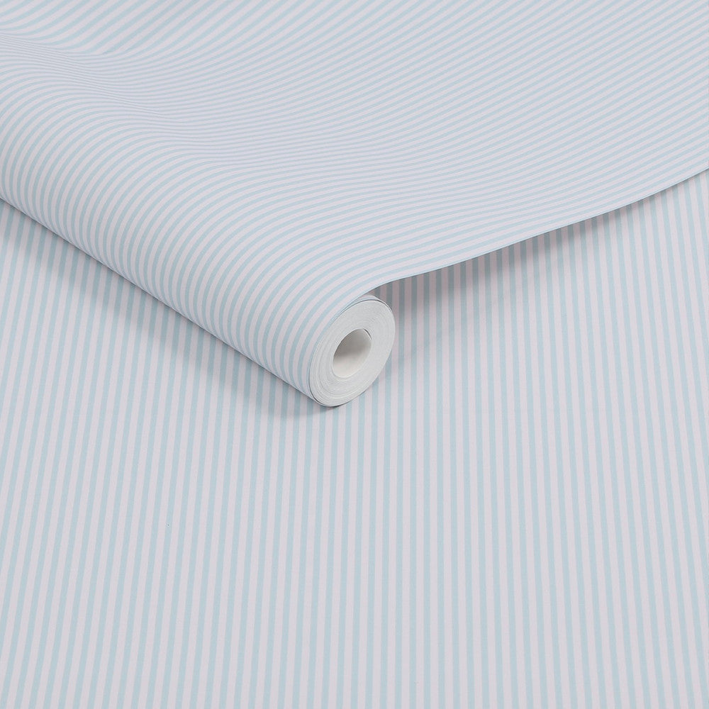 120879 - Country Critters Ticking Stripe Wallpaper - Blue - Joules