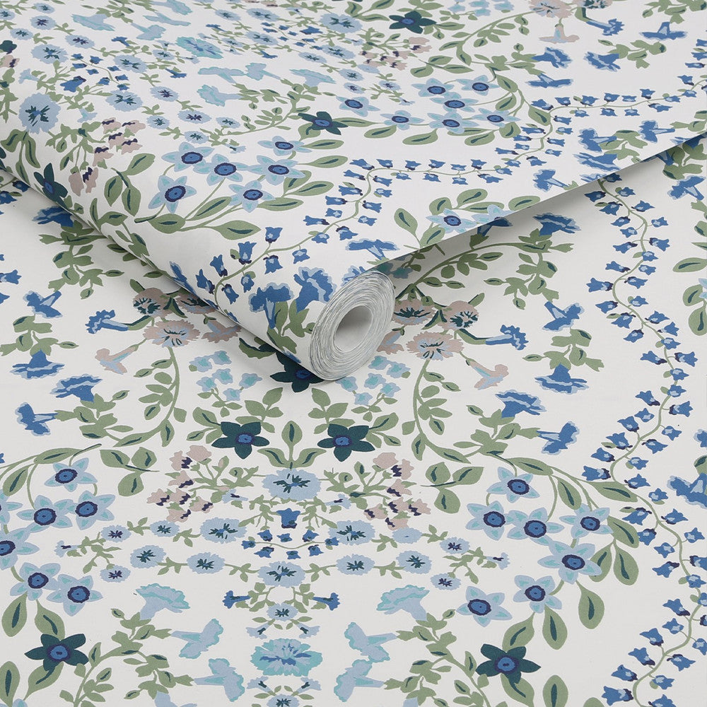 120883 - Symmetrical Trellis Ditsy Wallpaper - Cream - Joules