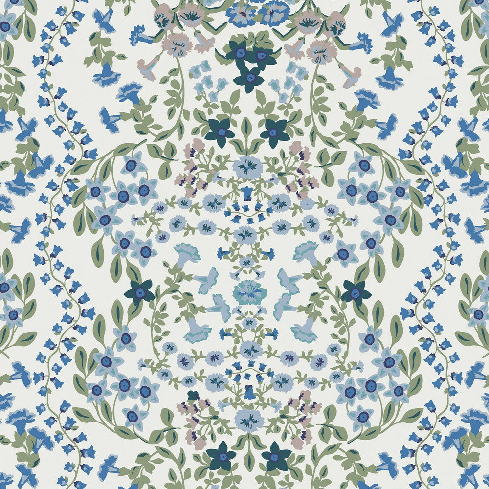 120883 - Symmetrical Trellis Ditsy Wallpaper - Cream - Joules