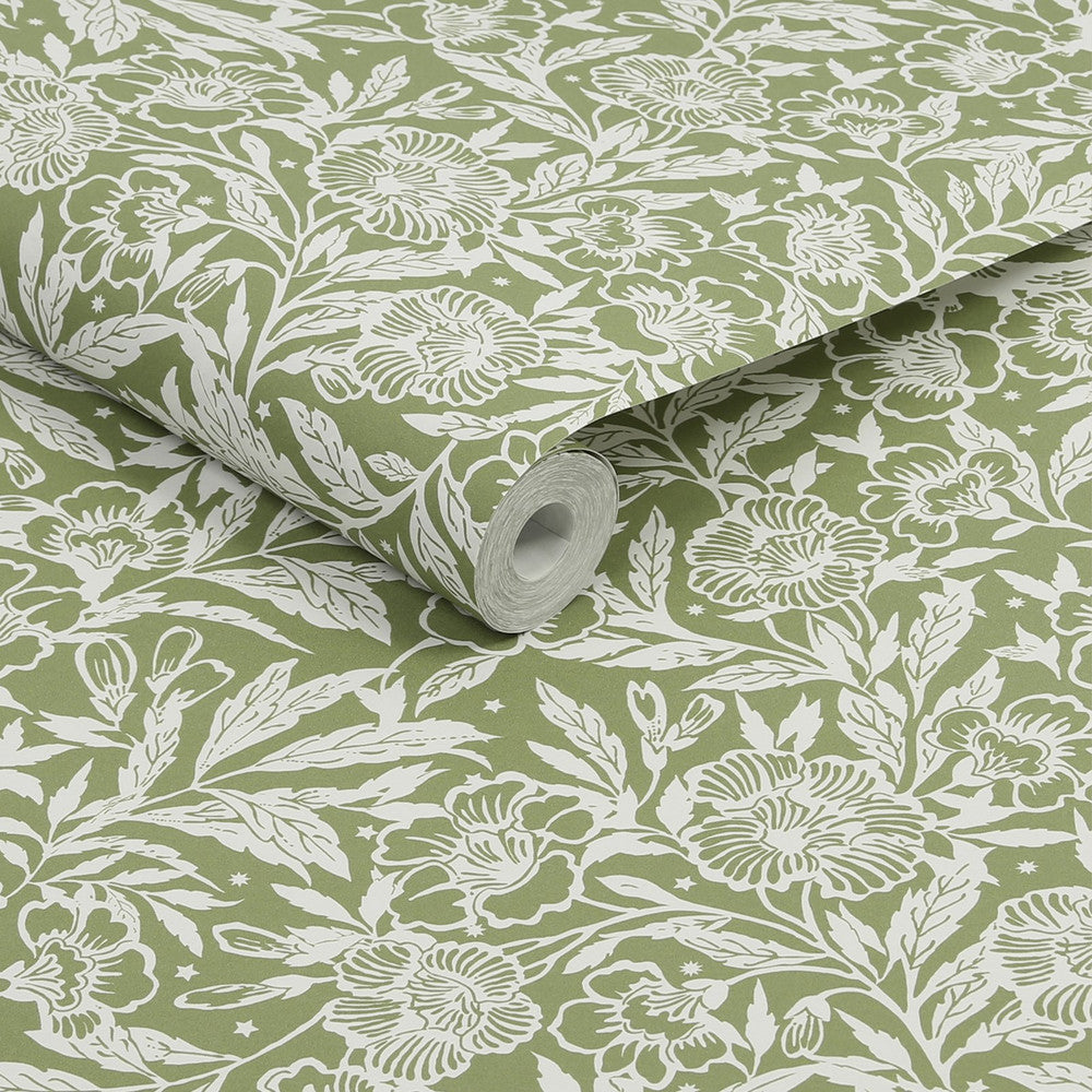 120888 - Twilight Ditsy Wallpaper - Green - Joules