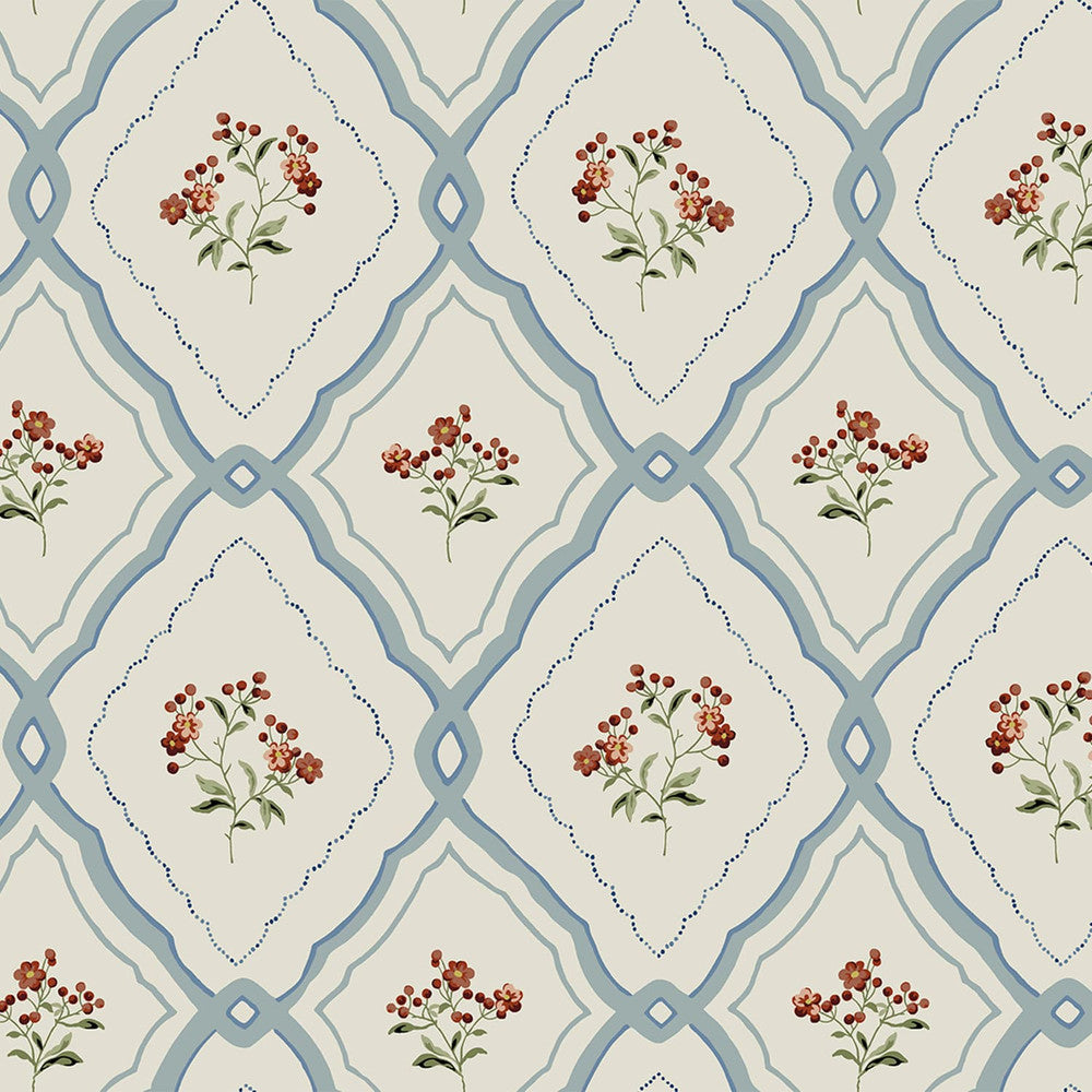 121066 - Pinford Trellis Wallpaper - Pale Seaspray Blue - Laura Ashley