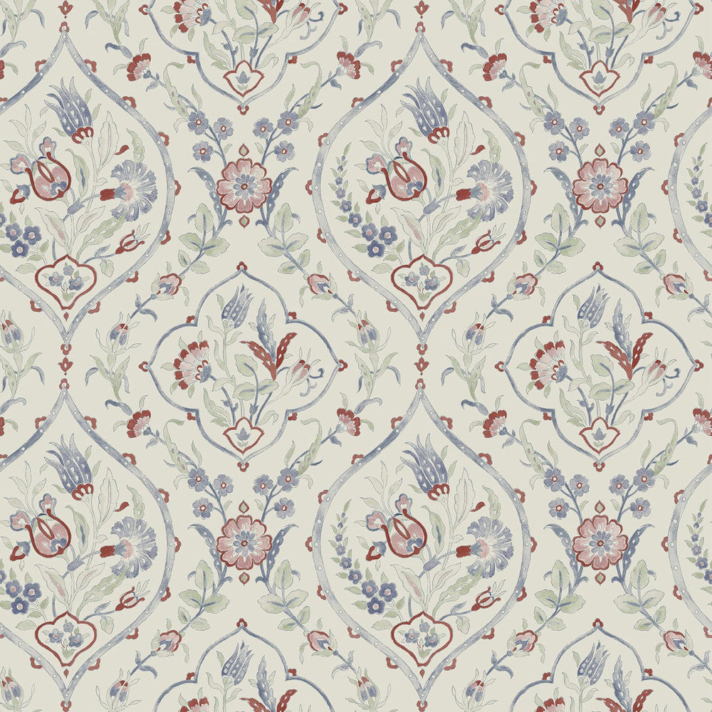 121069 - Foscot Damask Wallpaper - Crimson Red - Laura Ashley