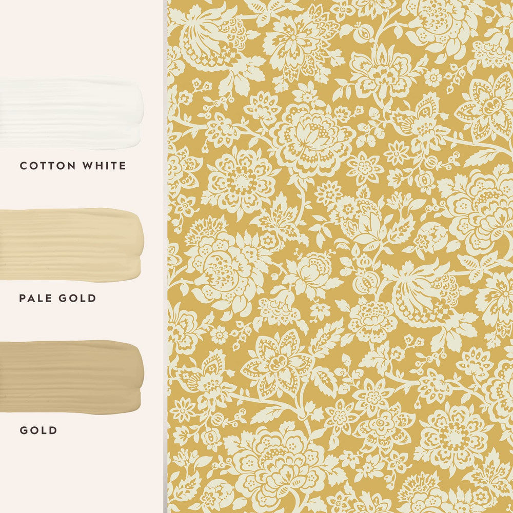 121072 - Trailing Laurissa Pale Wallpaper - Ochre Yellow - Laura Ashley
