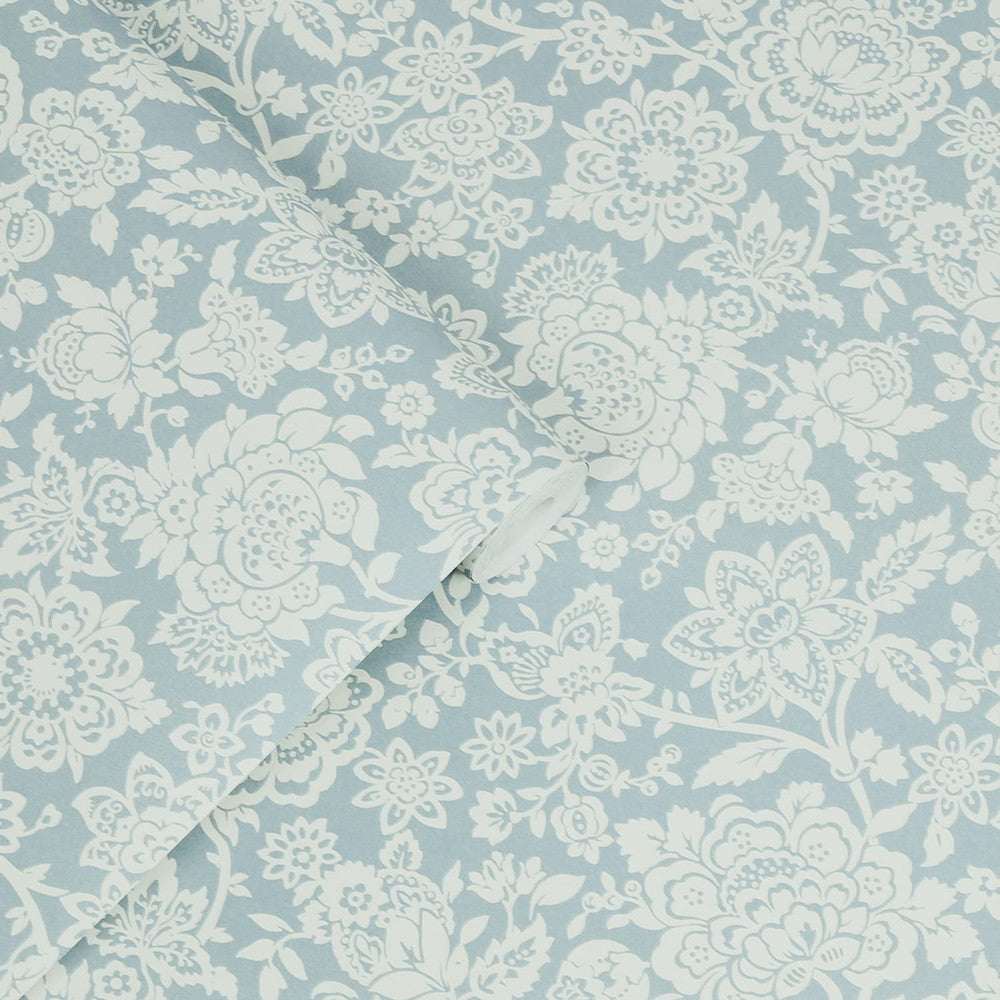121073 - Trailing Laurissa Pale Wallpaper - Seaspray Blue - Laura Ashley