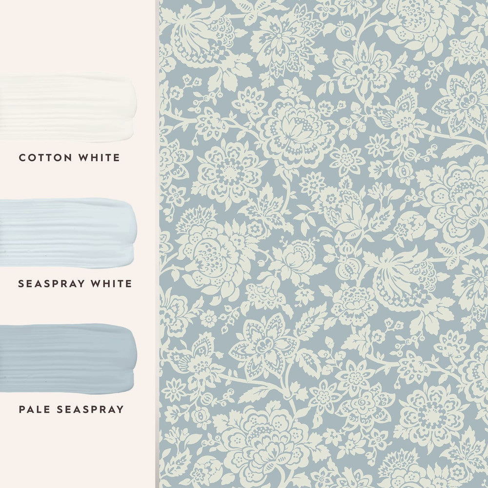 121073 - Trailing Laurissa Pale Wallpaper - Seaspray Blue - Laura Ashley