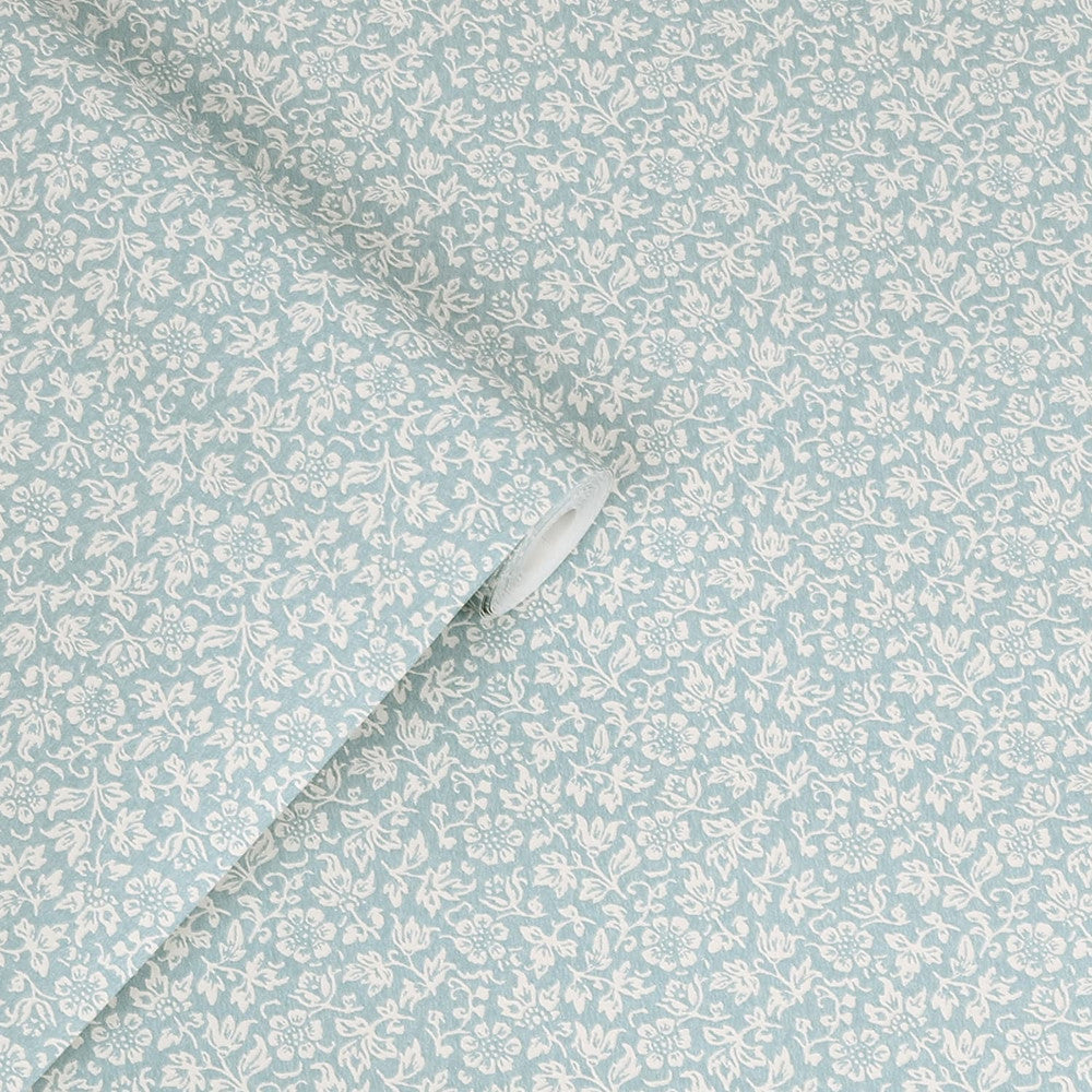 121078 - Sweet Alyssum Wallpaper - Pale Seaspray Blue - Laura Ashley