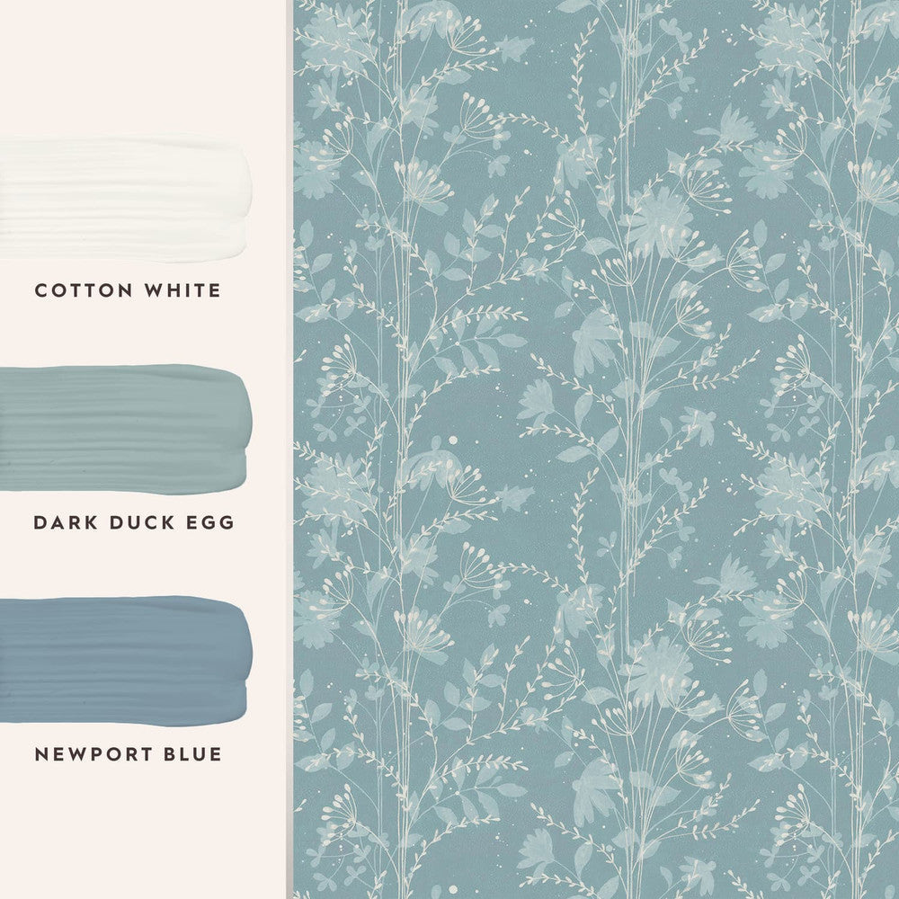 121079 - Fennelton Wallpaper - Pale Newport Blue - Laura Ashley