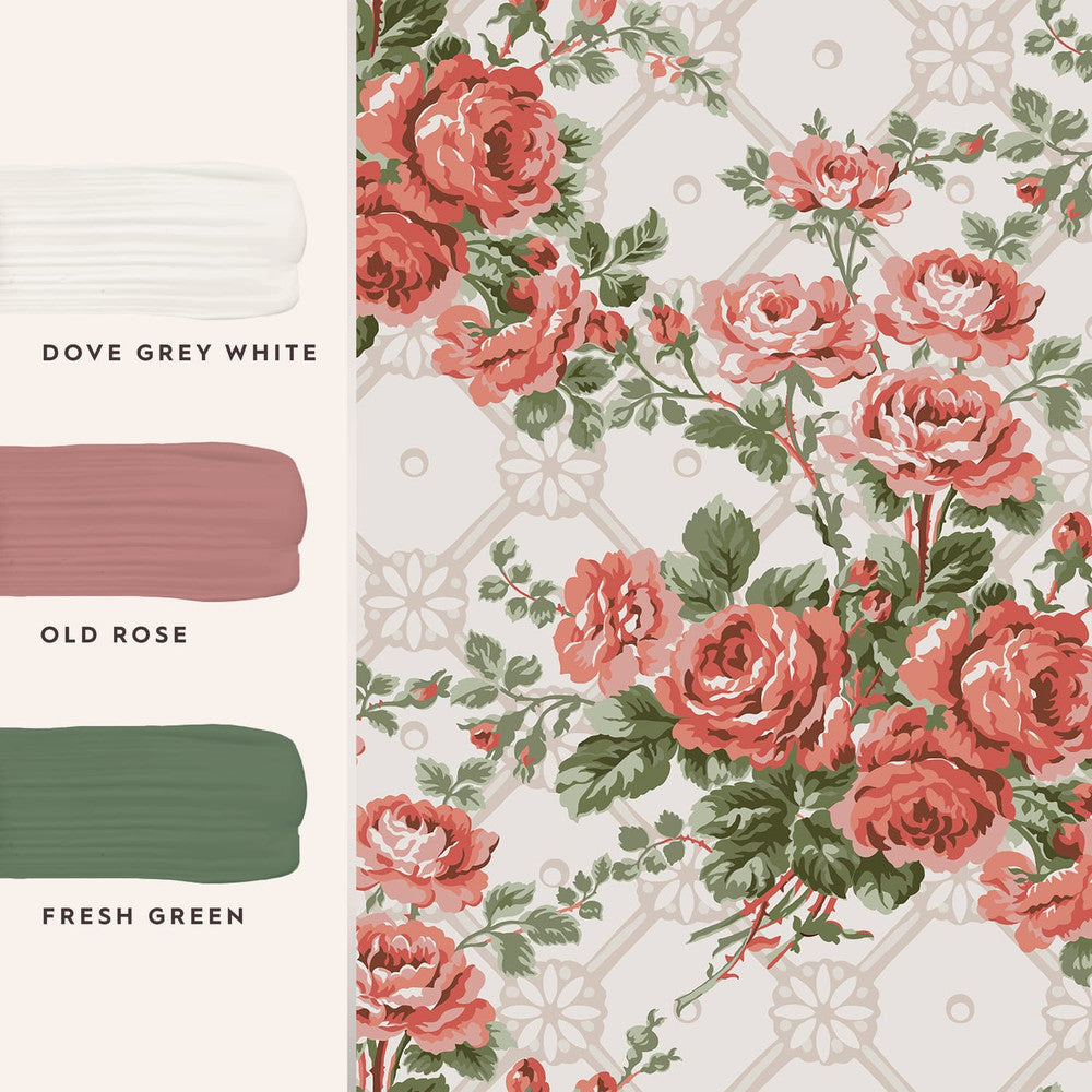 121081 - Country Roses Wallpaper - Old Rose Pink - Laura Ashley