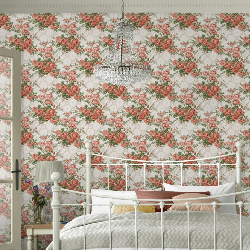 121081 - Country Roses Wallpaper - Old Rose Pink - Laura Ashley