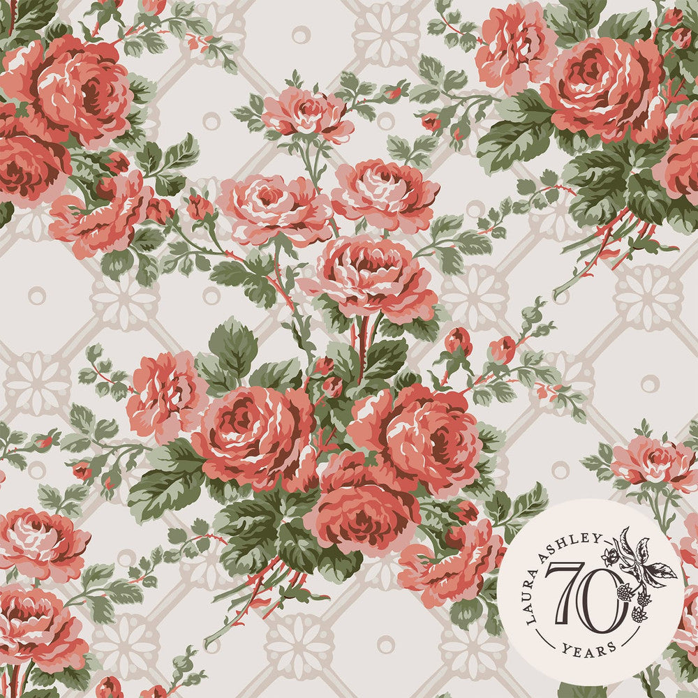 121081 - Country Roses Wallpaper - Old Rose Pink - Laura Ashley